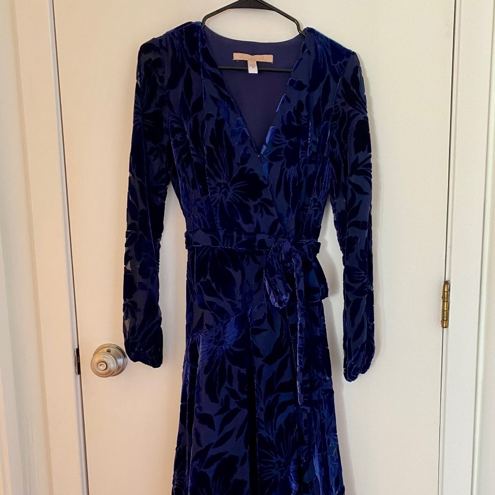 Anthropologie Hutch Daniela Blue Velvet Wrap Dress